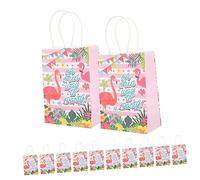 HEATSHAKING 12pcs Flamingo Paper Bags Stylish Hawaiian Tropical Party Supplies Unique Wrapping Bags for Celebrations and Arts Crafts Activities