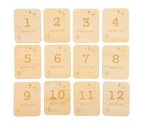 HEATSHAKING 12pcs Milestone Wooden Slices 100x78mm Linden Wood Rounded Photo Props Monthly Growth Cards for Newborn Photography and Home Decoration
