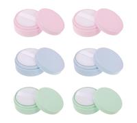HEATSHAKING 12pcs Mini Refillable Loose Powder Containers with Puff Set 5g Travel Cosmetic Powder Box in Pink, Green, Blue for Face Makeup Storage