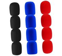 HEATSHAKING 12pcs Universal Mic Sponge Covers Set for Handheld Microphones, Windproof Non-disposables with Black, Navy, Red Color Mix, Suitable for Ktv and Live Streaming Microphone Protection
