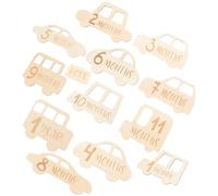 HEATSHAKING 13pcs Wooden Milestone Cards in Khaki with Fine Wood Grain, Commemorative Photo Props for Newborn Birthday Photography, for Babies and New Parents