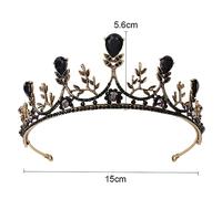 HEATSHAKING 1Pc Vintage Bride Crown Tiara Black Baroque Wedding Hair Accessory for Photography Cosplay and Special Occasions Stunning Gold Black Design for Women