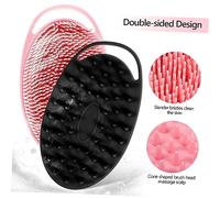 HEATSHAKING 2 Pcs Silicone Body Brushes Double Sided Shower Scrubber for Exfoliating Skin Hair Washing Convenient Hook for Easy Storage Durable Bath Brushes in Pink Black