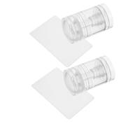 HEATSHAKING 2 Sets Rotatable French Tip Nail Stamp Clear Silicone Jelly Stamper with Scraper Detachable Scalable Nail Art Stamper for Precise Manicure DIY and Salon Use