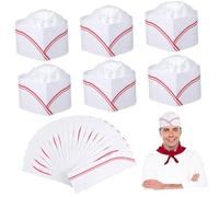 HEATSHAKING 20pcs Paper Chef Hats Disposable Cooking Caps for Adults Lightweight Classic Design for Parties Events and Kitchens White