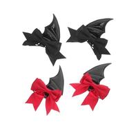 HEATSHAKING 2pairs Goth Bat Hair Clips Devil Wings Headpieces for Halloween Spooky Party Bowknot Goth Hair Accessories Bat Wings Embellishment for Cosplay Costume Styling