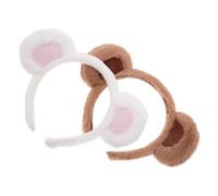 HEATSHAKING 2pcs Bear Ear Hair Hoops Headband Animal Plush Fabric and Iron Material, Gentle on Skin and Keeps Hair Dry, for Daily Life and Parties, Cute and Adorable Bear Ears Costume Headband