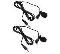HEATSHAKING 2pcs Clip on Lavalier Microphones with 4-pole 3.5mm Plug for Phones and Laptops, Portable and Versatile Mini Mic for Online Courses and Recordings, Black, Lightweight Aps