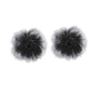 HEATSHAKING 2pcs Clip-on Microphone Windproof Cover Plush Mic Protector Grey Black, Noise Reduction Sleeve for Lapel Lavalier Microphones, Suitable for Outdoor Recording and Broadcasting