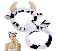 HEATSHAKING 2Pcs Creative Cow Pattern Headband Adorable Bow Makeup Spa Headbands for Durable Cloth Material Comfortable Skin Friendly Design for Daily Wear and Hair Styling