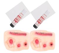 HEATSHAKING 2pcs Halloween Temporary Wound Stickers Realistic Blood Scar Pattern, Safe 3d Latex Fake Wounds for Cosplays and Costume Makeup, Suitable for Men and Women