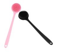 HEATSHAKING 2Pcs Long Handle Silicone Back Scrubber Bath Brush Set for Deep Cleaning Exfoliating Body Brush for Shower for Adult Bathing
