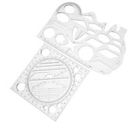 HEATSHAKING 2pcs Multifunctional Geometric Ruler Made of Lightweight Plastic with High Precision for Drawing and Math Measuring, for Students and Artists in Home or Office Use