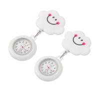 HEATSHAKING 2pcs Nurse Retractable Pocket Watch Silicone White Cloud Clip