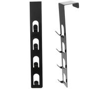 HEATSHAKING 2pcs Over Door Towel Hooks Prong Punch Organizer Hangers Rack for Bathroom Clothes Hats Scarves Space Saving Black