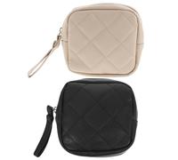 HEATSHAKING 2pcs Pu Square Feminine Hygiene Organizer Bag with One-Handed Operation and Quick Access, Portable Sanitary Napkin and Tampon Storage Pouch for Women, for Travel and Everyday