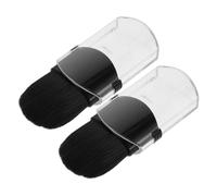 HEATSHAKING 2pcs Retractable Mini Makeup Brushes for Travel Tongue-shaped Flat Powder Brush for Foundation Blush Loose Powder Bronzer for Smooth Blending and Precise Coverage