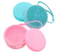 HEATSHAKING 2pcs Silicone Shower Brush and Body Scrubber with Protective, Integrated Storage Design, Cleansing and Exfoliator for Bathing and Travel Use