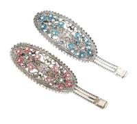 HEATSHAKING 2pcs Vintage Hair Clips for Fine Hair Retro Metal and Crystal Barrettes Lightweight and Easy to Use for Quick Styling Solutions