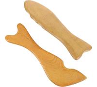 HEATSHAKING 2pcs Wood Guasha Tool for Travel with Smooth Surface and Lightweight Design, Fish Shape Body Massage Board Suitable for Neck and Back the Head, for Office and Traveling Use