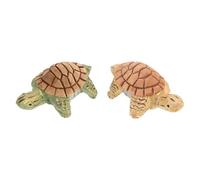 HEATSHAKING 2pcs Wooden Turtle Statues with Compact Design, Rustic Miniature Tortoise Sculptures for Entryway Tables and Display Cases, Versatile Home Decor Accents, Gift for Family