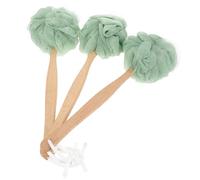 HEATSHAKING 3pcs Bathing Back Brush Set with Long Wooden Handles, Nylon Bristles to Exfoliate and Remove Dust, Practical Shower Tool for Bathing Use by Men and Women