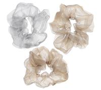 HEATSHAKING 3pcs Glitter Sheer Hair Scrunchies for Women Hair Ties with Comfortable Stretchable Tulle and Rubber Band Material Vintage Style Bands Suitable for Daily Wear