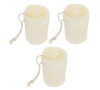 HEATSHAKING 3pcs Natural Loofah Sponge Body Scrubber with Bleached Fiber and Hanging Rope, Organic Exfoliating Loofah Towel for Shower and Bath, Suitable for Sensitive Skin and Daily Cleansing