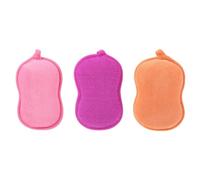 HEATSHAKING 3pcs Peanut Shape Bath Sponge Set Exfoliating Shower Scrubber Brush Made from Plant Material for Comfortable Daily Use and Clean Body Skin Random Color