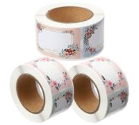 HEATSHAKING 3rolls Blank Floral Name Label Stickers for Bottles Jars Kitchen Storage Easy Peel Multipurpose Adhesive Tags for Food Dates Expiration Tracking and Organization