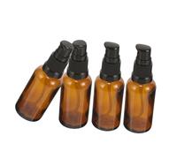 HEATSHAKING 4 Pcs 30ml Brown Glass Pump Bottles Refillable Travel Containers for Liquids Cosmetics and Essential Oils Portable Dispenser for Home and Travel