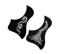 HEATSHAKING 41-inch Self-adhesive Folk Guitar Pickguard Set 2pcs Silver Dragon Silver Mythical Bird Anti-scratching Protective Plates for Acoustic Guitar Decoration
