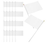 HEATSHAKING 48pcs White Commanding Referee Flags with Poles Hand-cranked Waving Flags for Sports Events Car Racing Parties and Community Activities Polyester and Plastic Easy to Assemble