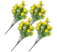 HEATSHAKING 4pcs Artificial Lemon Branches for Home and Garden Decorations, Realistic Plastic Fake Fruit Stems with Yellow Lemons, Sturdy and Will Not Wilt, for Parties and DIY Arrangements