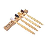 HEATSHAKING 4pcs Bamboo Charcoal Toothbrush Disposable Set with Comfortable Grip Handle and Nylon Bristles, Eco-Friendly Oral Care for Daily Use, White Colour