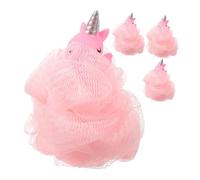 HEATSHAKING 4pcs Bath Loofah Soft Exfoliating Sponges with Cute Animal Shapes Unicorn Pink Gentle Cleansing Body Scrubber for Boys Shower