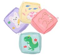 HEATSHAKING 4pcs Cartoon Tampon Bags for Women Multi-Purpose Nylon Sanitary Napkin Storage Bags with Lovely Design Practical for Storing Small Items Or as A