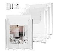 HEATSHAKING 4pcs Clear Acrylic Wall Mounted Brochure Holder, A4 Size Document Display Rack for Efficient Organization at School or Home