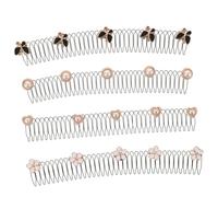 HEATSHAKING 4pcs Invisible u Shape Hair Clips with Pearl and Rhinestone Flower Charms Stretchable Hair Fixing Tools for Women’s Bangs and Hairstyle Cute Metal Holders for Daily Use and Back Headbands