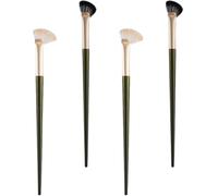 HEATSHAKING 4pcs Nose Contour Brush and Concealer Brush Set, Half-fan Shaped with Angled Synthetic Bristles, Black and White Mixed Hair, Small Size for Precise Facial Sculpting