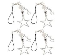HEATSHAKING 4pcs Star Phone Charm Lanyard Chain Anti-lost Mobile Phone Wrist Strap Bracelet for Women Lightweight Star Pendant Keyring and Bag Charm Accessory