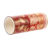 HEATSHAKING 5 Rolls Decorative DIY Craft Tape Red Paper Masking Tape with Tearable by Hand Feature for Scrapbooking and Art Projects, Chinese Style Vintage Patterns