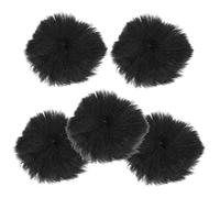 HEATSHAKING 5pcs Black Outdoor Microphone Windscreen Covers, Furry Wind Muff Clip-on Mic Covers for Live Streaming and Interviewing, Windproof Microphone Accessories