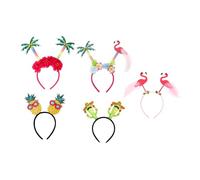 HEATSHAKING 5pcs Hawaii Headband Set with Flamingo Pineapple Tree Cactus Designs, Decorative Plastic Party Hairbands That Hold Hair Firmly for Luau Party Accessories