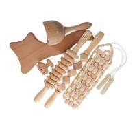 HEATSHAKING 6 Pcs Wooden Roller Massage Tools Set for Back Massager, Timber Material Massage Board Kit to Promote Circulation and Fatigue, for Long-Term Office Work Relaxation