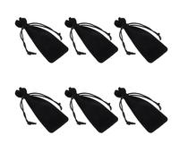 HEATSHAKING 6Pcs Black Velvet Drawstring Lipstick Storage Pouch Set, Dustproof Cosmetic Organizer Bag for Lip Gloss and Perfume, Portable Makeup Holder for Travel and Daily Use