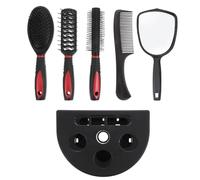 HEATSHAKING 6pcs Red Plastic Hairstyling Comb Mirror Set with Scalp Massage Feature, Practical Hair Tool for Hairdressing Salon and Home Use, Does Not Scratch or Hurt Scalp