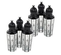 HEATSHAKING 6pcs Refillable Perfume Roller Bottles Black Glass Vials with Islamic Art Engraving Portable Essential Oil Containers for Travel and Aromatherapy