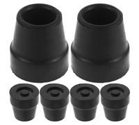 HEATSHAKING 6pcs Replacement Rubber Feet for Four Legged Walking Stick, Anti-skid Cane Tips with Cushion Impact and Improved Stability, Black Rubber Cane Ends for Elderly Mobility Aids