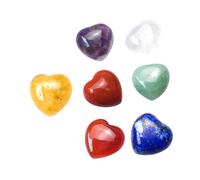 HEATSHAKING 7Pcs Heart Shaped Chakra Stones Natural Healing Crystals for Meditation Yoga Home Decor Smooth Durable Colorful Massage Stones Holiday Fengshui